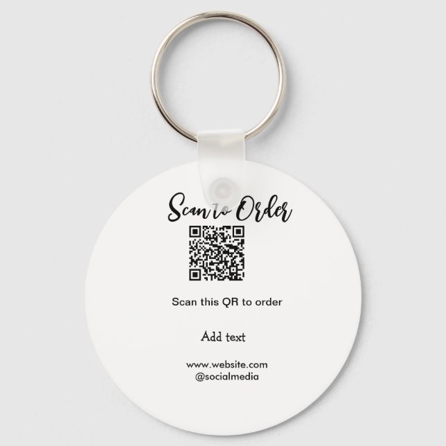 Scan to order scan QR code add website email  Keychain (Front)