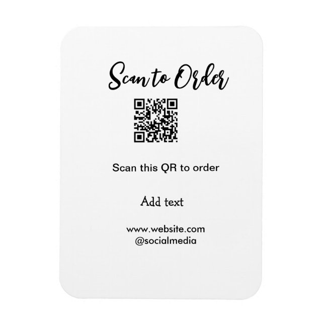 Scan to order scan QR code add website email  Magnet (Vertical)