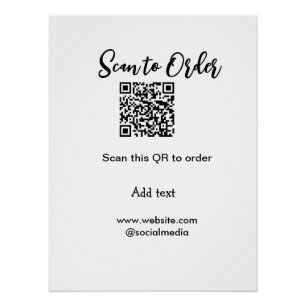 Scan to order scan QR code add website email  Poster