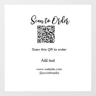 Scan to order scan QR code add website email Window Cling