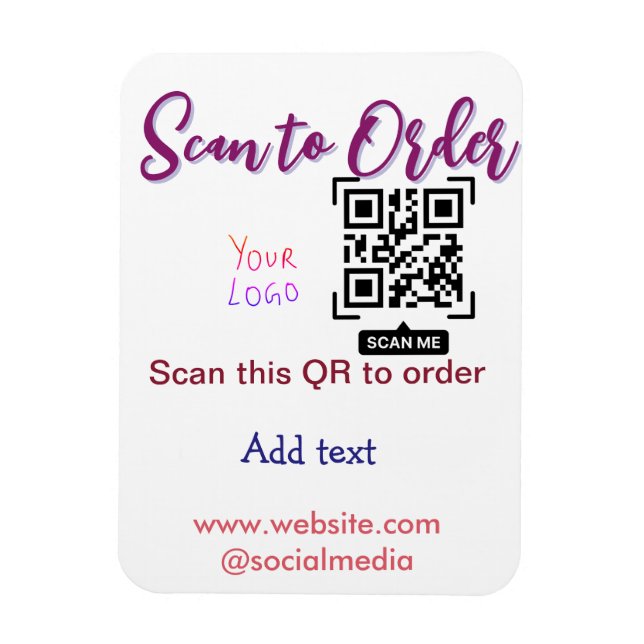 scan to order your logo website email Qr code pink Magnet (Vertical)