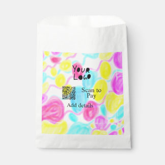 Scan to pay add Q R business logo rainbow watercol Favour Bag