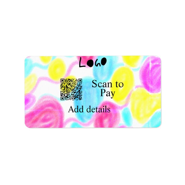 Scan to pay add Q R business logo rainbow watercol Label (Front)