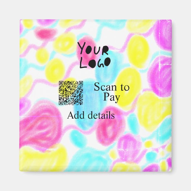 Scan to pay add Q R business logo rainbow watercol Magnet (Front)