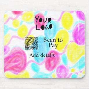 Scan to pay add Q R business logo rainbow watercol Mouse Pad