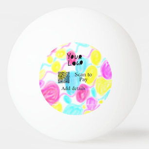 Scan to pay add Q R business logo rainbow watercol Ping Pong Ball