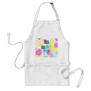 Scan to pay add Q R business logo rainbow watercol Standard Apron