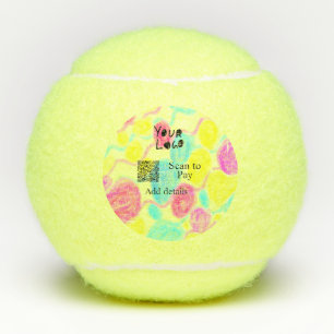 Scan to pay add Q R business logo rainbow watercol Tennis Balls