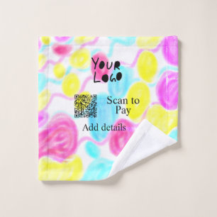 Scan to pay add Q R business logo rainbow watercol Wash Cloth