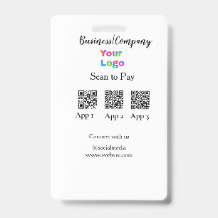 Scan to pay business logo Q R code social media  Badge