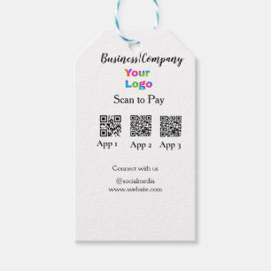 Scan to pay business logo Q R code social media  Gift Tags