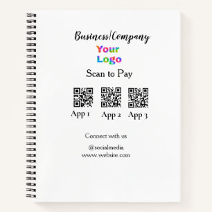 Scan to pay business logo Q R code social media  Notebook