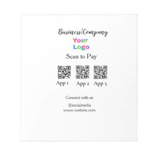 Scan to pay business logo Q R code social media  Notepad