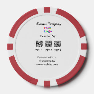 Scan to pay business logo Q R code social media  Poker Chips