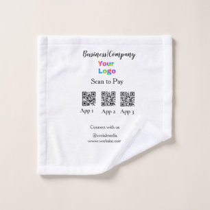 Scan to pay business logo Q R code social media  Wash Cloth