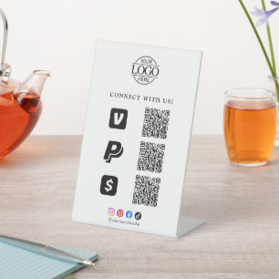 Scan To Pay Business Logo Qr Code Tabletop Pedestal Sign