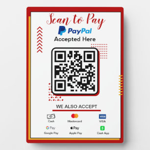 Scan to Pay Business Sign Paypal QR Code Payment Plaque