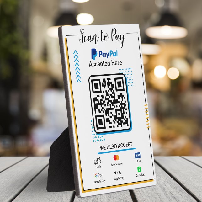 Scan to Pay Business Sign | Venmo QR Code Payment Plaque (Scan to pay business sign)