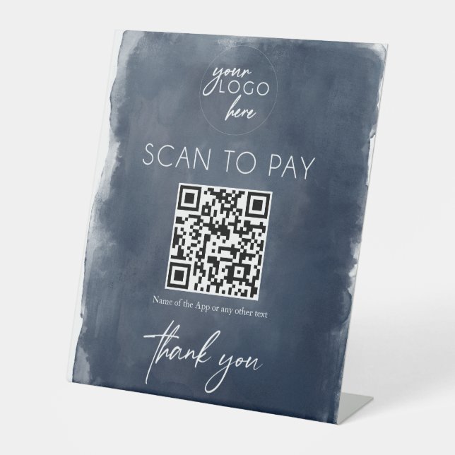 Scan to pay elegant blue business sign (Front)