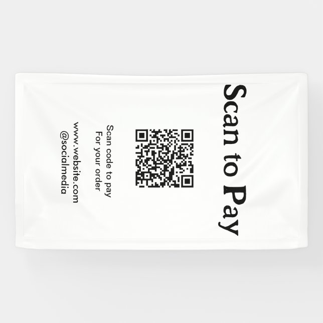 Scan to pay for order QR code add website social m Banner (Horizontal)