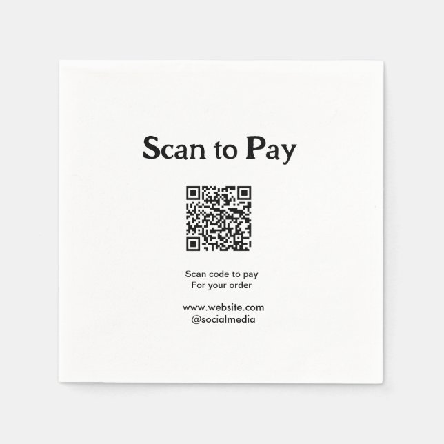 Scan to pay for order QR code add website social m Napkin (Front)