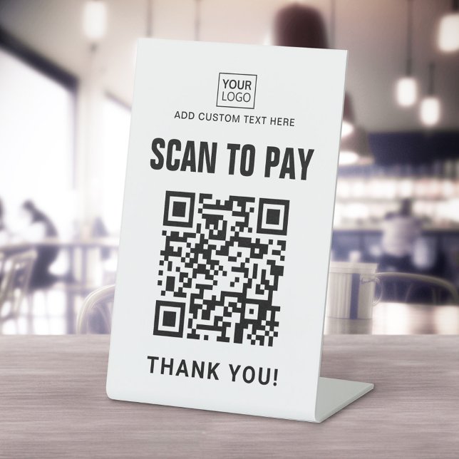 Scan to pay logo QR code white or custom colour Pedestal Sign (Creator Uploaded)