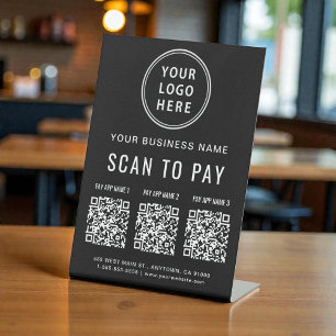 Scan to Pay Multi-App QR Code Tabletop Pedestal Sign