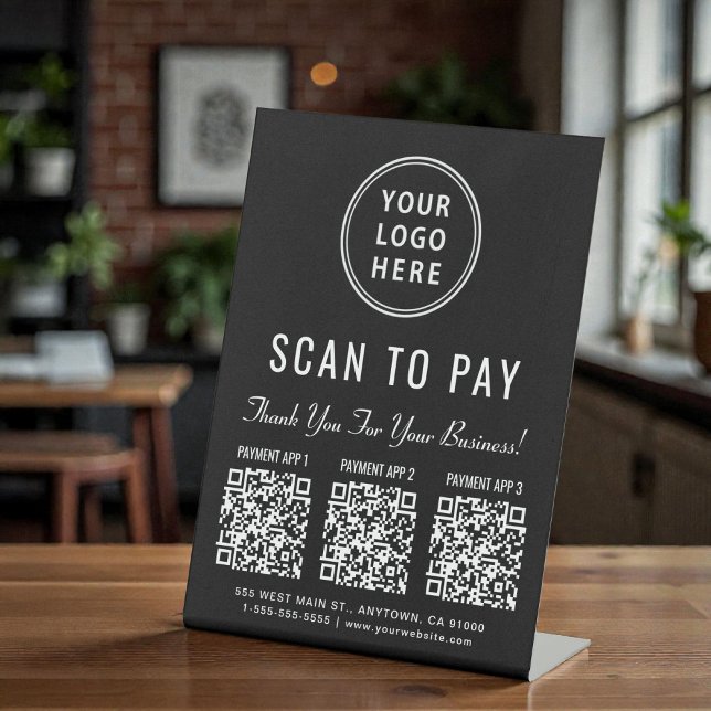 Scan to Pay Multi App QR Code Tabletop Pedestal Sign (Scan to Pay Multi App QR Code Tabletop Pedestal Sign)