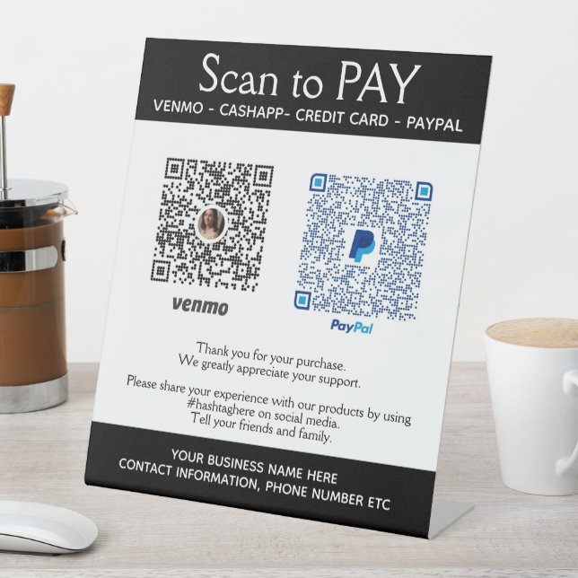 Scan to Pay PayPal Venmo Business  Pedestal Sign (In SItu)