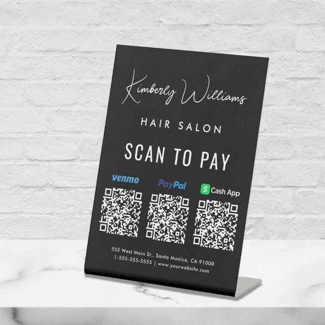 Scan to Pay Paypal Venmo CashApp QR Code Business  Pedestal Sign (A QR code sign to effortlessly connect your customers to your payment platforms)