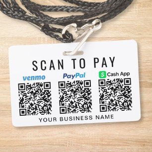 Scan to Pay Paypal Venmo CashApp QR Codes Badge