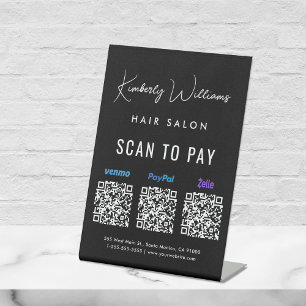 Scan to Pay Paypal Venmo Zelle QR Code Business Pedestal Sign