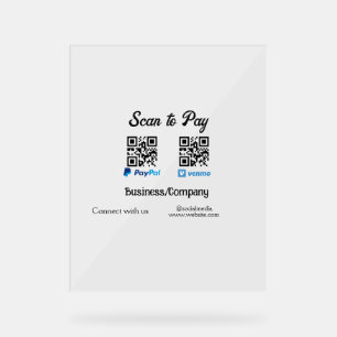 Scan to pay q r code paypal venmo add your website acrylic sign