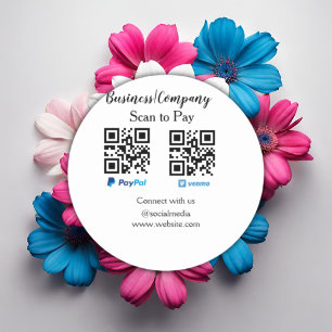 Scan to pay q r code paypal venmo add your website classic round sticker