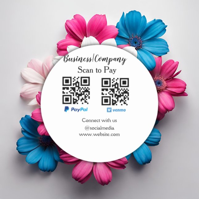 Scan to pay q r code paypal venmo add your website classic round sticker (Creator Uploaded)
