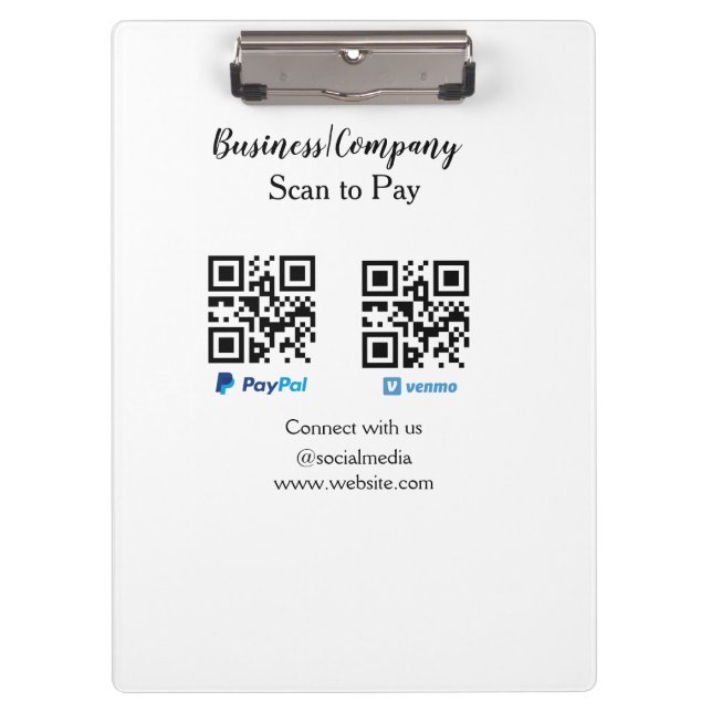 Scan to pay q r code paypal venmo add your website clipboard (Front)