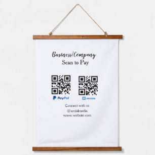 Scan to pay q r code paypal venmo add your website hanging tapestry