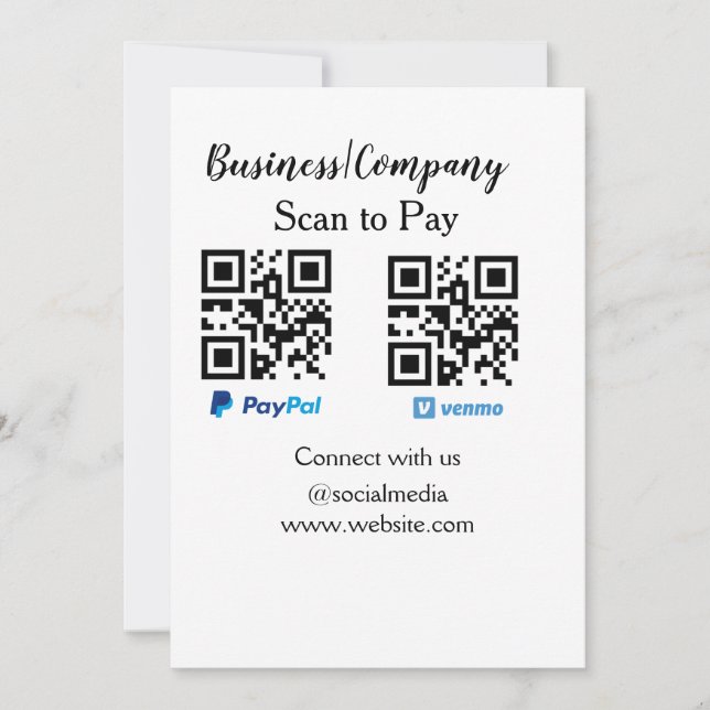 Scan to pay q r code paypal venmo add your website holiday card (Front)