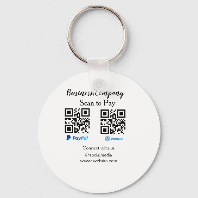 Scan to pay q r code paypal venmo add your website keychain (Front)