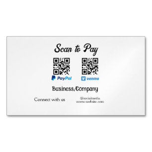 Scan to pay q r code paypal venmo add your website Magnetic business card
