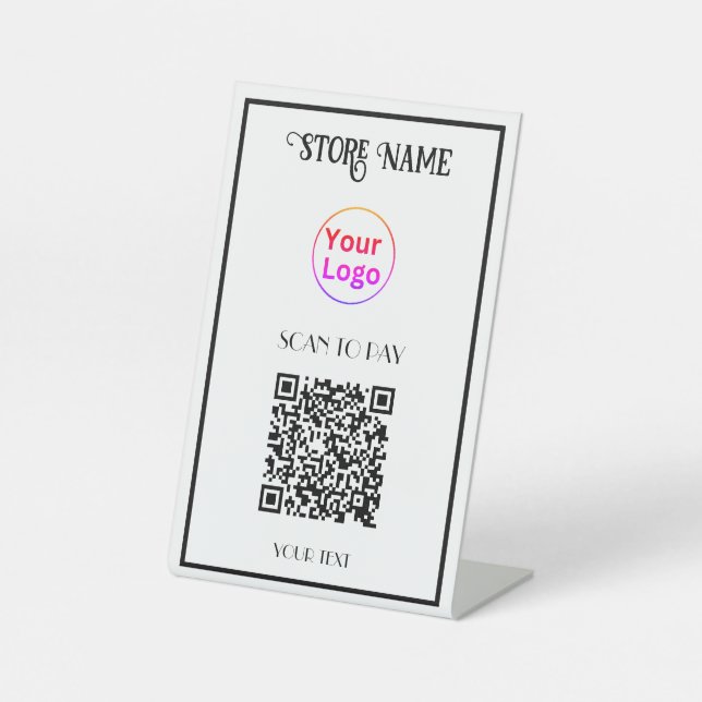 Scan to pay QR code business Pedestal Sign (Front)