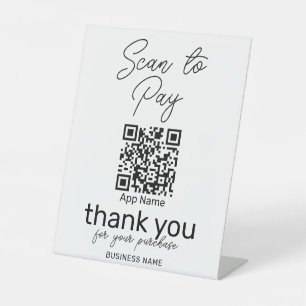 Scan to Pay Qr Code Payment Black White Modern Pedestal Sign