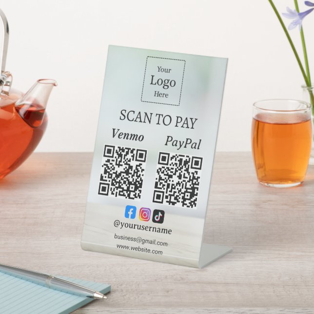 Scan To Pay QR Code Payment Business Table Tent  Pedestal Sign (In SItu)