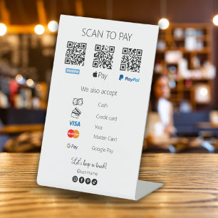 Scan to Pay Qr Code Venmo Business Simple White Pedestal Sign
