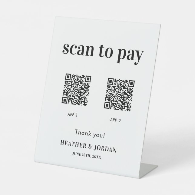 Scan To Pay QR Code Wedding Bar Sign (Front)