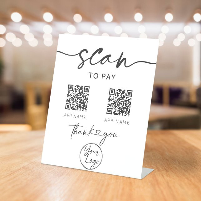 Scan To Pay QR Code White Pedestal Sign (Creator Uploaded)