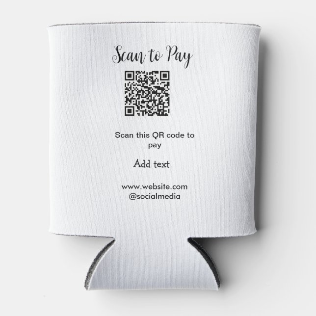 Scan to pay scan QR code add website email details Can Cooler (Front)