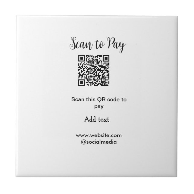 Scan to pay scan QR code add website email details Tile (Front)