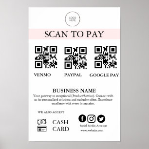 Scan to Pay Sign QR Code Payment Sign for Small Bu