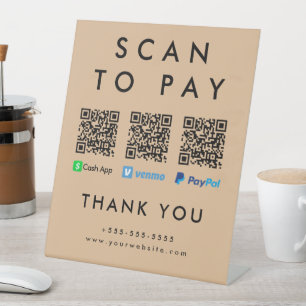 Scan to Pay Venmo Cash App Paypal Multi QR Code Pedestal Sign